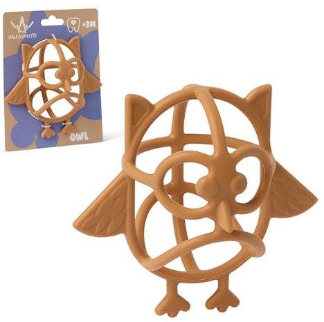 Virgil & Violette - Beißring für Baby ab 3 Monaten aus Silikon, Beißspielzeug mit Erleichterung, Weicher Silikon-Schmetterling für Leichten Halt und BPA-frei, Leicht zu Reinigen (Eule)