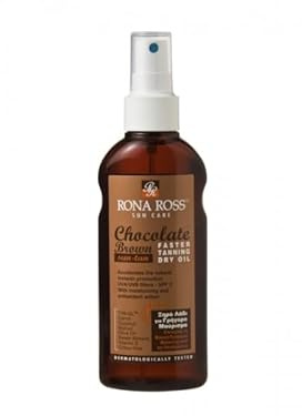 Rona Ross Sun Care | Chocolate Brown Sun-Tan | Faster Tanning Dry Oil | Accelerates Natural Melanin Production | SPF2