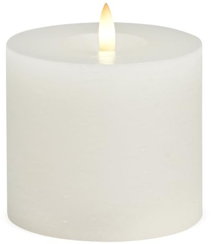 LED Stumpenkerzen 2er Set aus Echtwachs mit Timerfunktion & inkl. Fernbedienung - Kerzen realistisch flackernde Flamme warmweiß Ø 10 x 9 cm - Elektrische Wachskerzen in weiß als gemütliche Tischdeko