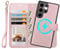OCASE Custodia Rimovibile per Samsung Galaxy S25 Ultra 5G, 2 in 1 Interno TPU Antiurto Custodie in Pelle Portafoglio, RFID Blocking, Carta Fessura, Cavalletto Cover per Samsung Galaxy S25 Ultra - Rosa