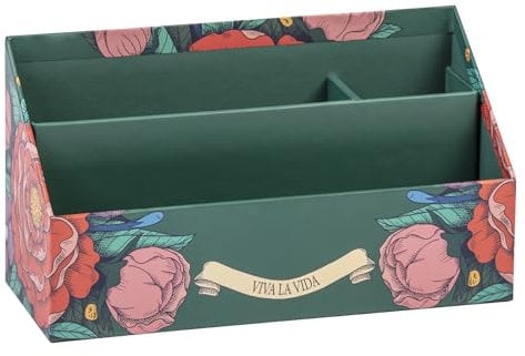 Clairefontaine - 116227C - Un Porte-lettres en Carton 25x10x14 cm - Décor Floral Frida Kahlo - Home Office - Rangement Bureau - Organisateur - Collection Frida Kahlo