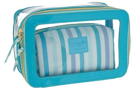 Camomilla Milano Set 2 Necessaire Trucco Donna, Collezione Sapore di Mare, Colore Turchese