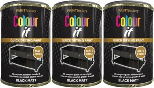 MIXEL Black Matt Tin Paint, Quick Drying Formula, DIY Projects, Perfect For Wood, Metal, Plastic, Suitable For Both Interior And Exterior Use, Easy To Apply, 300ml, (3 Pcs)