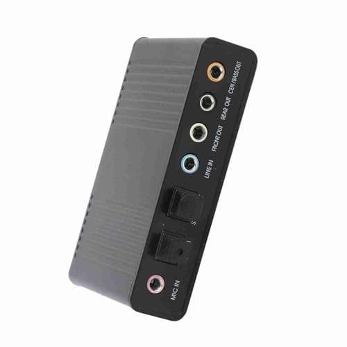 6 Channel Sound Card, USB Audio External Sound Card, Plug and Play Digital Optical SPDIF Audio Output Adapter for PC/Laptop Recording, Compatible with 98 / XP / 2000 / Vista / 7