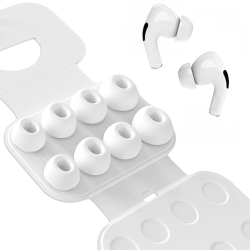 4 Paar Silikontips für AirPods Pro 1/2 – Geräuschreduzierung,Airpods Pro Aufsätze mit 4 Größen,Ersatz-Zubehör für Airpods pro silikontips mit Tragbarer Aufbewahrungsbox(XS/S/M/L)