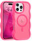 Pepmune Magnetic for iPhone 16 Pro Max Case [Compatible with Magsafe] Translucent Matte Cute Curly Wave Frame Phone Case,Soft TPU Bumper Slim Fit Shockproof Protective Cover for Men Women-Hot Pink