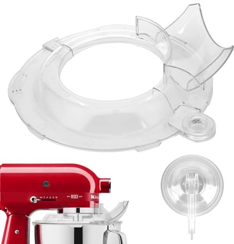 Linkidea Pouring Shield with Suction Cup Hook for Kitchen Aid Tilt Head 4.5-5QT (for Stainless Steel Bowls Only), Mixers Bowl Cover Splash Guard for Kitchen Aid Accessories and Attachments