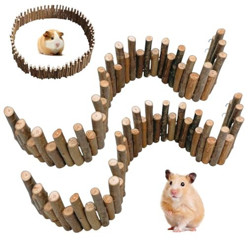 2 Stück Hamster Holzzaun, Hamster Leiter Brücke Spielzeug, 50cm Biegbare Ratte Leiter Spielzeug, Kleintierkäfig Zubehör Für Mäuse Rennmaus Chinchilla Kauspielzeug Deko