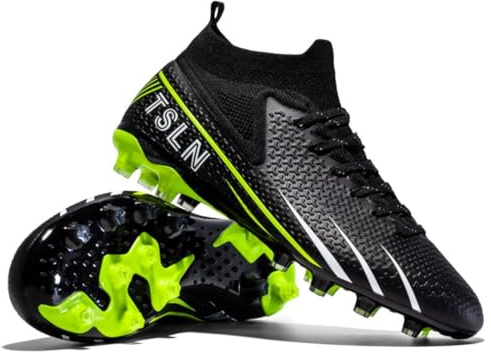 Football Boots Astro Turf Mens Boys Indoor Futsal Shoes Unisex Baseball Youth Rugby Shoes Adult AG FG TF Wide Training Sneaker Breathable (11,Black-AG)