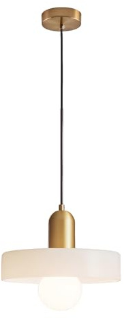 EKSED Vintage Glas Pendelleuchte mit E27 Fassung, Höhenverstellbare Hängelampe, Ideal für Wohnzimmer, Schlafzimmer, Küche (Weiß, 35cm)