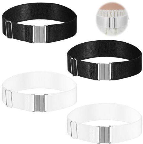 Bremorou 4 Stück Verstellbare Strumpfhalter für Damen, Hochelastische Oberschenkel Strumpfbänder, Schwarz, Strapsbänder für Cosplay Party und Alltag