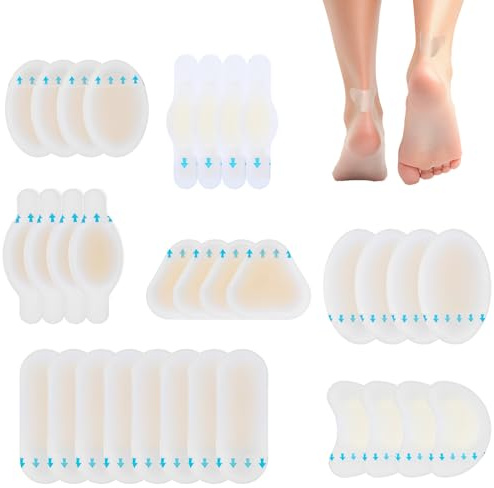 LXUEJIE 32 Stück Blasenpflaster Ferse, Blister Pads Unsichtbare Gel Pflaster Hydrokolloid Pflaster Wasserdicht Ferse Blasenpflaster Fersenschutz Linderung von Reibungsschmerzen Zehen Vorfuß-Ferse