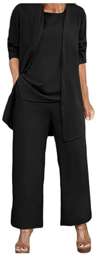 Cocila Women's Trendy 3 Piece Set Long Sleeve Cardigan Sleeveless Top & Wide Leg Pants Casual Sweatsuit Outfits Female Formal Pants