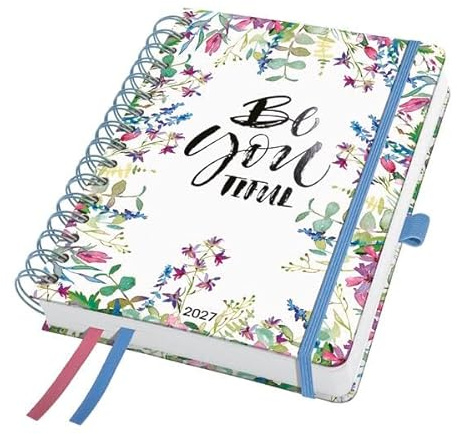 SIGEL 7J609 Spiral-Kalender Jolie 2027, ca. A5, pink, violett, grün, blau: Planer Jolie, Inspire, Flower Parade, Hardcover
