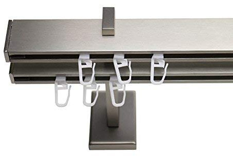 Tetra Edelstahl-Optik 2-läufig - Träger 13,5cm - Rechteckig - 220cm - Endkappe - Am Stück ohne Verbinder!