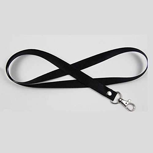 Sundatebe Umhängeband für Schlüssel, Telefon, Ausweis, Pfeifen, Schlüsselband, Metall-Karabinerverschlüsse, Clip (schwarz)