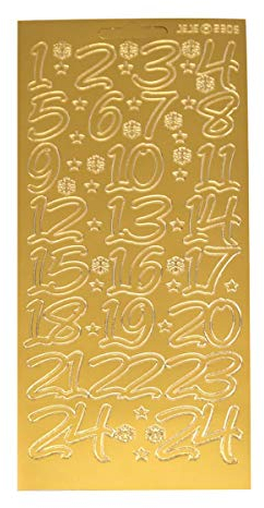 Reliefsticker Große Adventszahlen 2,2cm selbstklebend gold oder silber Gold