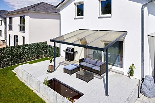 Gutta Terrassendach Premium | Tiefe 3060 mm | Anthrazit | Verschiedene Größen & Eindeckungen (Acryl Stegplatten 16 mm bronce, 4102 x 3060 mm)