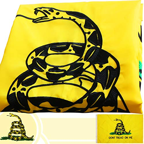 Anley EverStrong Series Stickerei Treten Sie Nicht auf Mich Flagge 3x5 Fuß - Gestickte & Hochleistungs-Leinwandkopf - 4 Reihen von Verschlussnähten - USA Gadsden Flags mit Messingösen 3 X 5 Ft