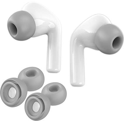 Kisface Anti Slip Earbud Silicone Cover Case Earphone Tips Compatible with AirPods Pro 2019 Earplugs 2 Pairs(Grey/S)