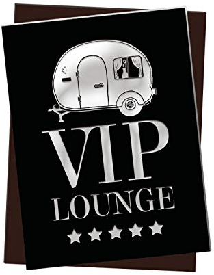 Kühlschrankmagnet mit Wohnwagen Motiv und Spruch: VIP-Lounge