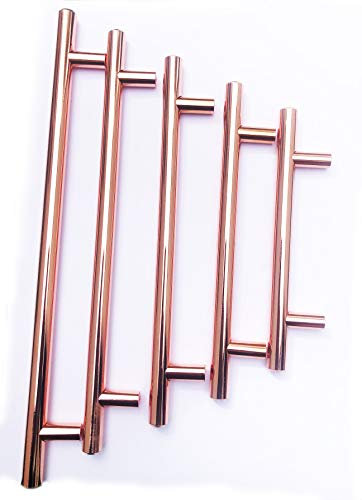 Kitchen Cabinet Draw Door Handles Solid Metal Rose Gold T Bar Handle Drawer Pulls Knobs Unit (10, 224mm Hole Centres)
