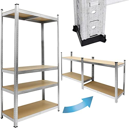 ECD Germany Werkstattregal Schwerlastregal 160x80x40 cm bis 320kg belastbar verzinktes Metall 4 MDF-Platten höhenverstellbar Lagerregal Steckregal Kellerregal Garagenregal Metallregal Regal Werkbank