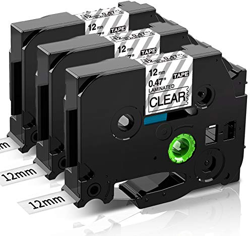 COLORWING Kompatible für Brother TZe-131 TZe131 TZ 131 12mm Schriftbänder Schwarz auf Transparent Laminiert 0.47 Bänder Für Ptouch PT H105 H110 1000 1005 1010 D400, 3x