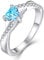 YL Verlobungsring Herz 925 Sterling Silber März Geburtsstein Aquamarinblau Kreuz Unendlichkeit Solitaire Ehering Ring für Braut Damen (Größe 60))