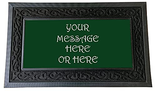 Pajo Personalised Heavy Duty Door Mat 750x450mm With 1 Insert. Premium Quality Rubber and Polyester. Customised with Message of your choice. Replaceable inserts also available below. (Green)