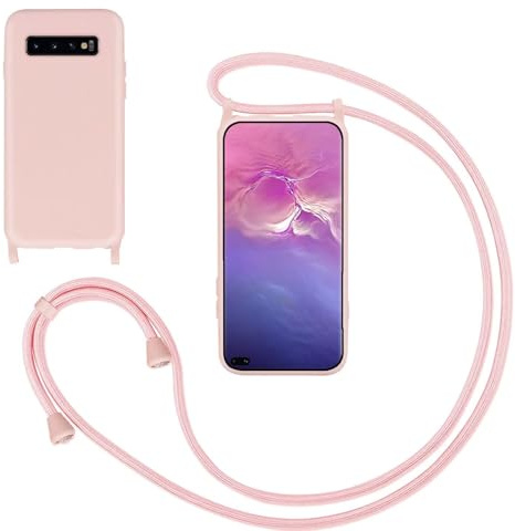 GoodcAcy Handyband für Samsung Galaxy S10 Hülle mit Band,Pink | Kameraschutz und Bildschirmschutz,Flüssig Silikon Necklace Handyhülle Schnur Schutzhülle Case für Umhängen Case mit Kordel