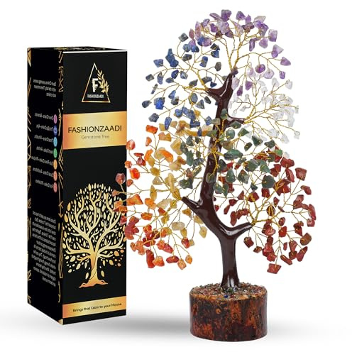 Sieben Chakra Baum des Lebens - 7 Chakren Kristallbaum - Feng Shui Goldener Draht Bonsai, Kristall Geschenke, Wohnkultur, natürlicher Edelstein, Glücksbringer Baum Kristalle - Spirituelles Geschenk