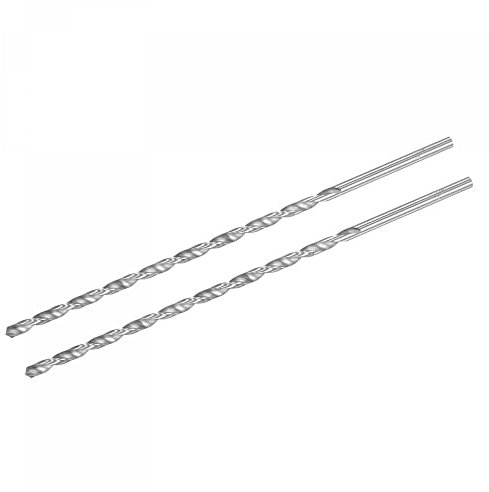sourcing map HSS(High Speed Steel) Extra Long Twist Drill Bits, 5mm Drill Diameter 250mm Length for Hardened Metal Woodwork Plastic Aluminum Alloy 2 Pcs