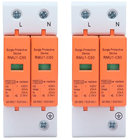 DEWIN Scaricatore di Sovratensione,2P 40kA 420V Dispositivo di Protezione Contro Le Sovratensioni AC Domestica Surge protector per la Protezione Contro i Fulmini