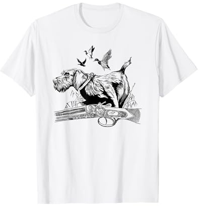 Deutsch Drahthaar Jagdhund Jäger Hund Hundekopf Bart Retro T-Shirt