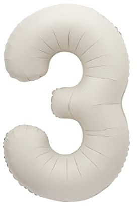 Giant Foil Number 3 Balloon - 86 cm - Matte Nude Colour - 1 Count (Pack of 1)