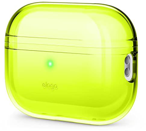 elago Clear Case Hülle Kompatibel mit Apple AirPods Pro 2. Generation - Schutzhülle, Stoßfest, Inklusive Gel-Tape, Kabelloses Aufladen, Reduziert Vergilbung (Neon Gelb)