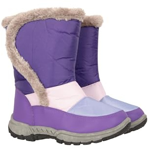 Mountain Warehouse Caribou Kids Fur Trim Snow Boots | Boys & Girls Durable Snowproof Footwear, Warm & Sherpa Lined, Deep Lugs & High Traction Soles for Enhanced Grip, For Winter