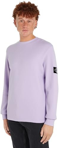 Calvin Klein Jeans Maglietta Maniche Lunghe Uomo Badge Waffle LS Tee Basic, Viola (Pastel Lilac), S