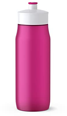 Emsa 518085 Squeeze Sport-Trinkflasche | 0,6 Liter Fassungsvermögen | Ohne BPA | 100% auslaufsicher und spülmaschinengeeignet | Robust und stylisch | Pink/Weiß (Packung mit 2)