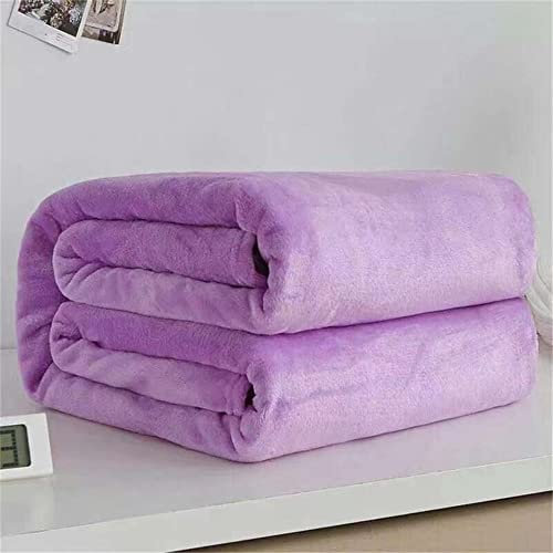 ENEN Plaid in Pile Tinta Unita Coperta Coperta Calda Plaid in Pile di Flanella Microfibra Letto Matrimoniale e Divano in Microfibra per Ultra Morbida & Comfort (130x155cm,Viola)