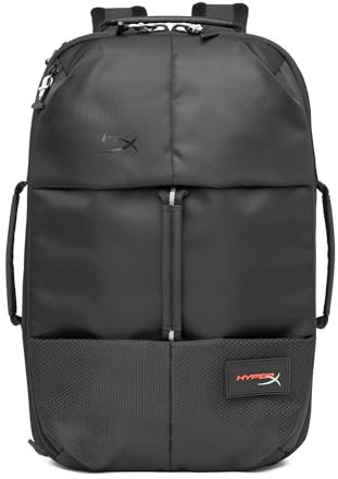 HyperX Knight - Mochila de gran capacidad, ordenadores portátiles hasta 16, preparada para viajes, múltiples compartimentos, Negro