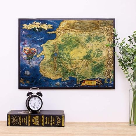 ORCOW Rad der Zeit Karte Poster druckt Bilder, Westlands Karte Wandkunst Leinwand Malerei Poster, Auge der Welt Karte Druck Dekoration für Raumästhetik Wand 40 x 60 cm