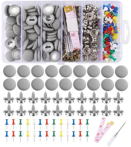 65 Stück Dachhimmel Reparatur Set,KFZ Reparatur Nieten,Auto Dach Nieten,Auto Dachhimmel Reparatur, Auto Dachhimmel Reparatur Knopf, mit Stecknadeln Schraubendreher Maßband für Alle Autos,Grau