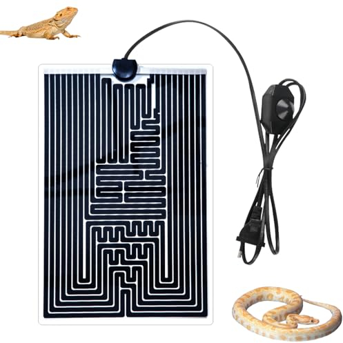 CJBIN Tappeto Riscaldante Rettili, 40W Tappetino Riscaldante Terrarium con Controllo della Temperatura, Tappetino Riscaldante con Termostato per Rettili, Serpenti, Lucertole, Acquari (40 * 28cm)