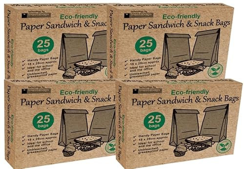ECO Paper Sandwich & Snack Bags 100 Bags | Grease Proof | 100% FSC Paper | Planit |