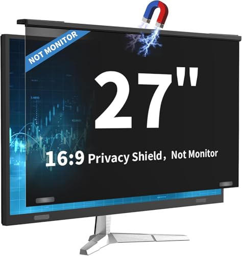 DEJIMAX Magnetic 27 Inch Computer Privacy Screen for 16:9 Widescreen Monitor, Removable Hanging Anti-Blue Light Computer Screen Privacy Panel, Anti-UV Magnetic Attachment Monitor Privacy Screen