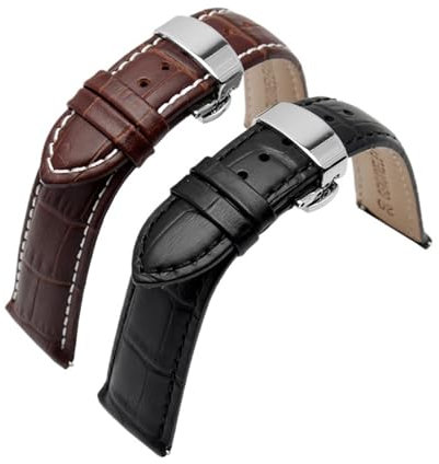 HASGTFM 18/19/20/21/22/24mm Heißer Verkauf Leder Armband Schwarz Braun Uhr zubehör fit for Tissot Armband(Brown white,21mm)