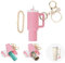 GADITIEK Mini Cup Schlüsselanhänger für Stanley Cup Zubehör Schlüsselanhänger für Damen Lippenbalsam Halter Tasche Charms für Frauen mit Kette (Rosa Keychain)