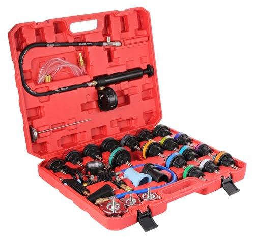 Knpwer 28 TLG Kühlsystemtester Kühlerabdrückgerät,Kühler Druck Prüfung,Abdrückgerät Kühlsystem,Kühlsystem Abdrückgerät Tester, Kühlsystem Abdrück Satz,Tester abdrücken